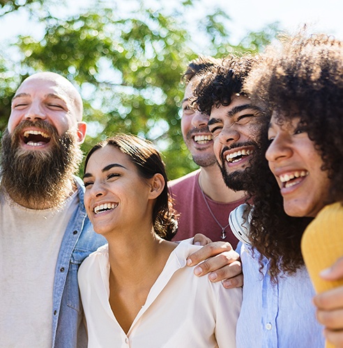 Patient in Pasadena smiling with friends